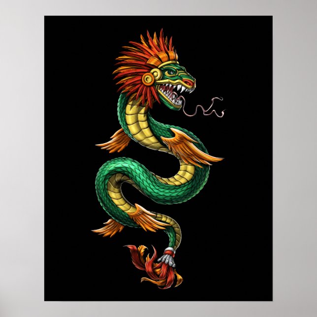 Quetzalcoatl Aztec Feathered Serpent God Poster (Front)