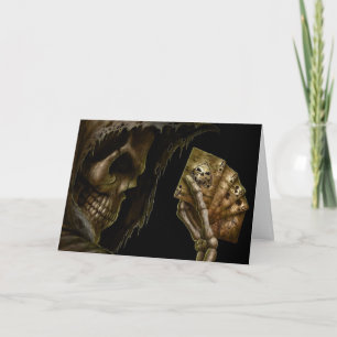 Queue Anniversaire Grim Joue Des Cartes Avec Main 