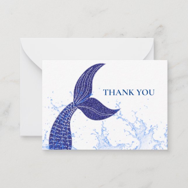 Queue Bleue Du Carte de remerciements De Sirène (Devant)