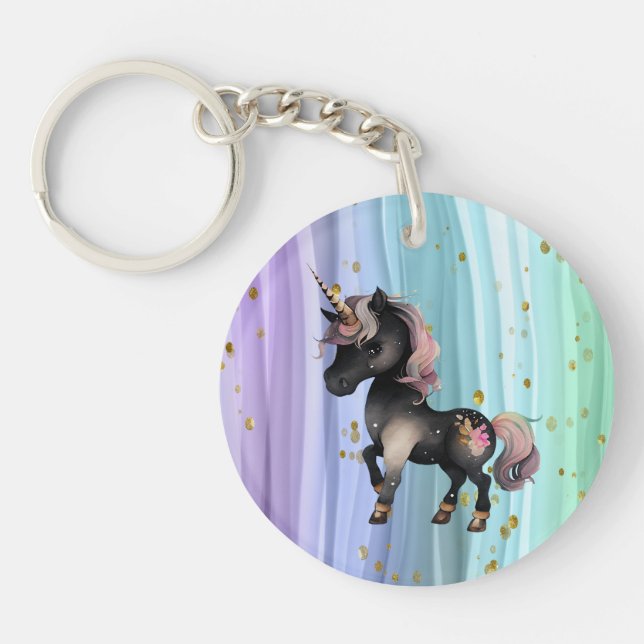 Queue noire Unicorne violette rose (Devant)