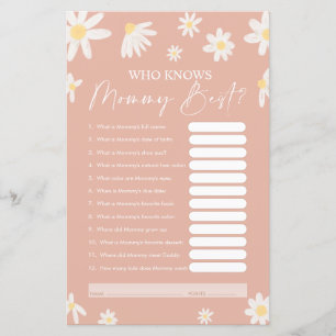 Qui Connaît Maman Meilleur Jeu, Carte Baby shower