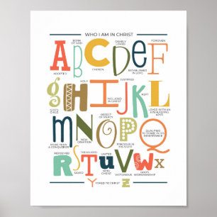 Qui je suis en Christ Alphabet Ecriture Poster