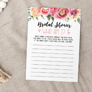 Qui suis-je Fête des mariées ou Hen Party carte de