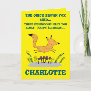 Quick Brown Fox floats Folding Birthday Card