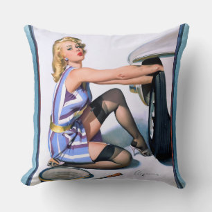 Quick Change by Gil Elvgren Throw Pillow