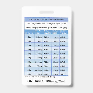 QUICK DOSING RE: FENTANYL FOR RSI SEDATION & PAIN  BADGE