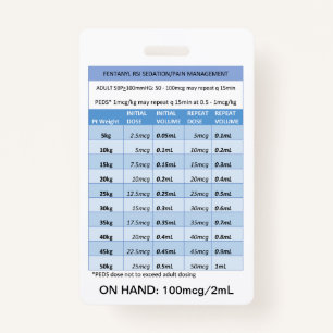 QUICK DOSING RE: FENTANYL FOR RSI SEDATION & PAIN  BADGE