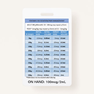 QUICK DOSING RE: FENTANYL FOR RSI SEDATION & PAIN  BADGE