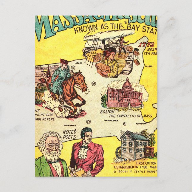 Quick Facts About Massachusetts Postcard (Front)