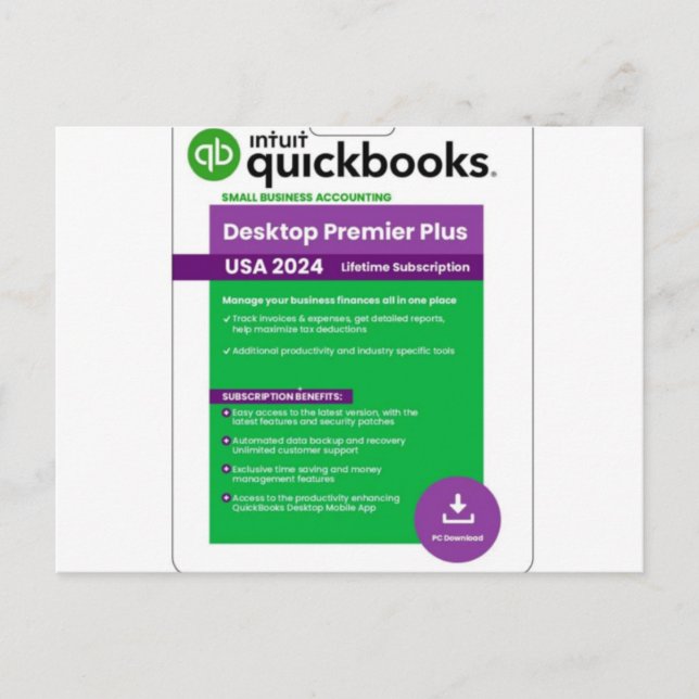 Quickbooks Desktop Premier 2024- intquickbooks.com Postcard (Front)