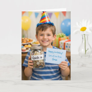 Quid and money jar birthday card from grand photo