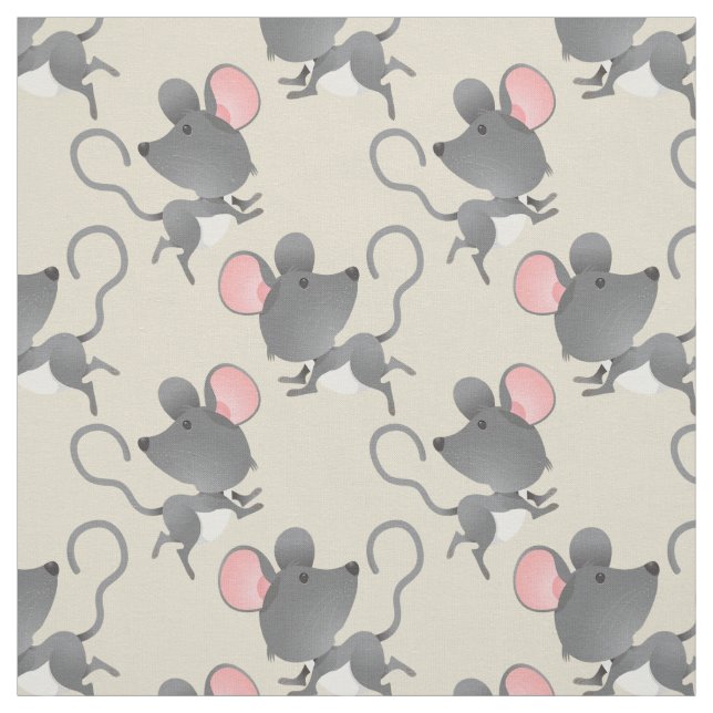 Quiet as a Mouse Cute Animal Pattern Fabric (Swatch)