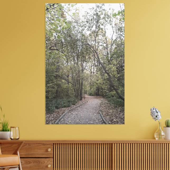 Quiet Autumn Forest Path – Scandinavian Edition Canvas Print (Insitu(LivingRoom))
