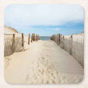 Quiet Beach Square Paper Coaster