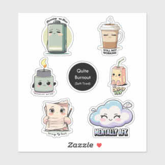 Quiet Burnout Sticker Sheet | Soft Tired Stickers