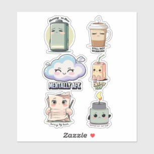 Quiet Burnout Sticker Sheet Soft Tired Stickers