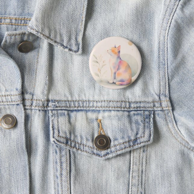 Quiet Cat in Moonlight 2 Inch Round Button (In Situ)