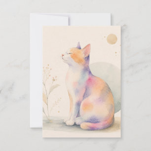 Quiet Cat in Moonlight – Dreamy Cat Greeting Card