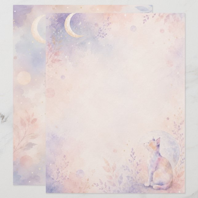 Quiet Cat in Moonlight Letterhead (Front/Back)