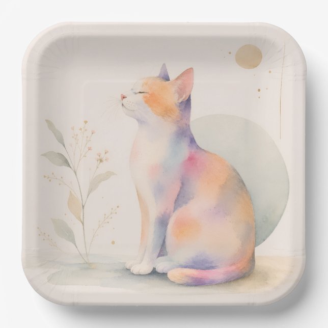 Quiet Cat in Moonlight Paper Plate (Front)
