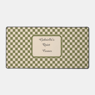 Quiet Corner Green and Beige Checkered Desk Mat