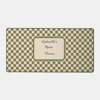 Quiet Corner Green and Beige Chequered Desk Mat