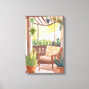 Quiet Corner Sunrise Porch Plants Canvas Print