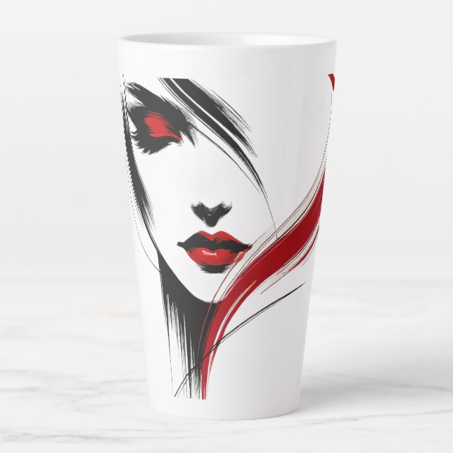 Quiet essence, she rests latte mug (Front)