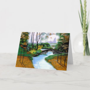 Quiet Foggy Morning by the Stone Bridge Card