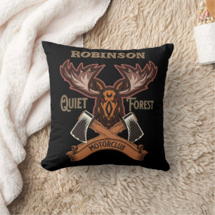 Quiet Forest Motorclub, Cool bike dad personalize Throw Pillow