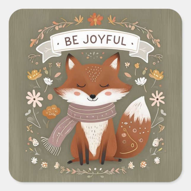 Quiet Fox - Nature Inspired Design Square Sticker (Front)