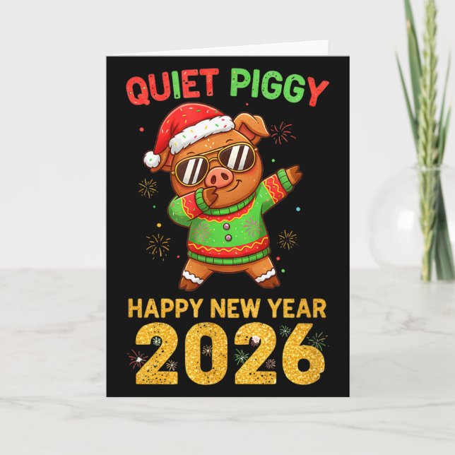 Quiet Ggy Happy New Year 2026 Cute Animal  Card (Front)