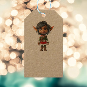 Quiet Girl Christmas Elf Kraft Gift Tags