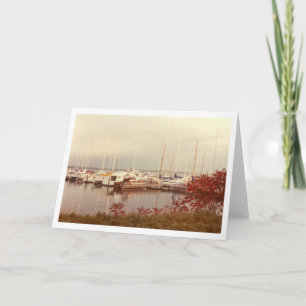 Quiet Lake Superior Marina with Sailboats Note Card