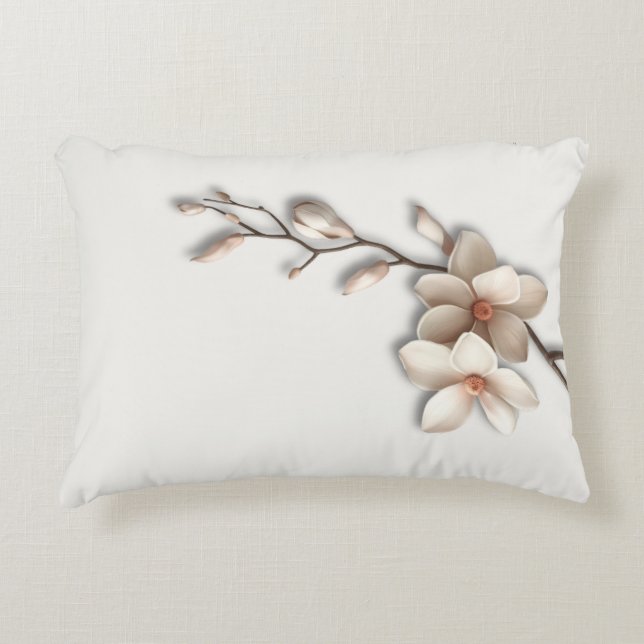 Quiet Luxury Botanical Magnolia Accent Pillow (Front)