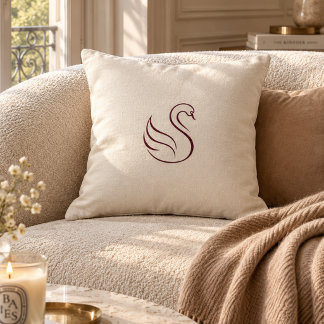 Quiet Luxury Minimalist Swan Accent Pillow | Neutr