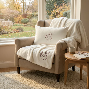 Quiet Luxury Minimalist Swan Medium Sherpa Blanket
