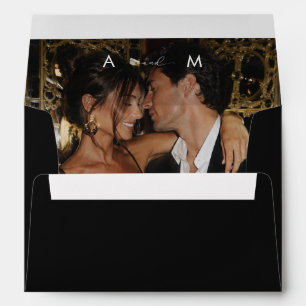 Quiet Luxury Old Money Photo Black Wedding Envelope