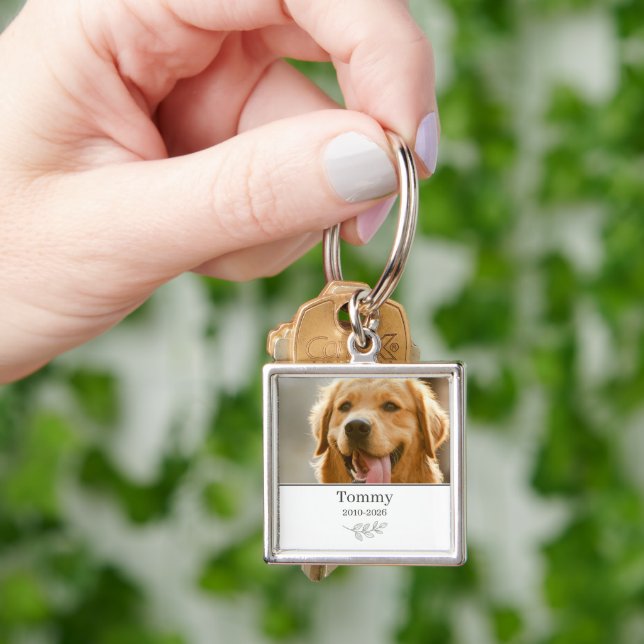Quiet Luxury Pet Memorial Name & Date Keepsake Keychain (Hand)