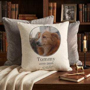 Quiet Luxury Pet Memorial Name & Date Keepsake Throw Pillow