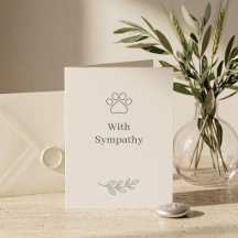 Quiet Luxury Pet Sympathy Card With Paw Print