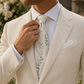 Quiet Luxury Sage Eucalyptus Wildflower Tie