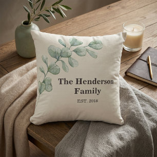 Quiet Luxury Sage Green Family Established Throw Pillow
