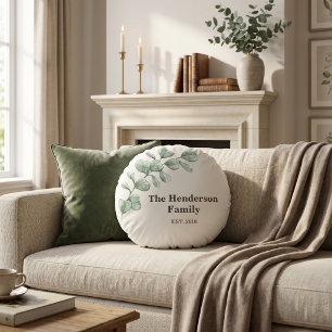 Quiet Luxury Sage Green Family Established Throw Round Pillow