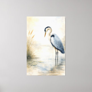 Quiet Marsh Heron | Blue Heron | Stretched Canvas  Print