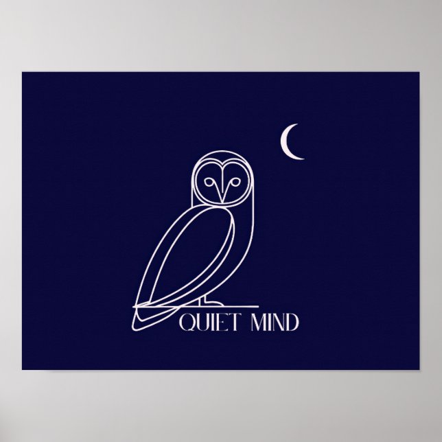 Quiet Mind Owl – Minimalist Night Wisdom Design Poster (Front)
