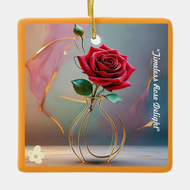 "Quiet Morning Bloom" Ceramic Ornament (Front)