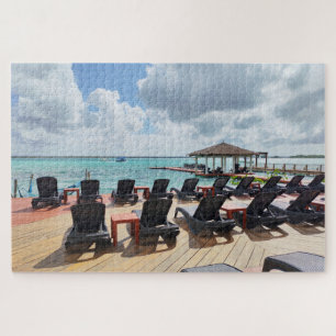 Quiet Morning by the Sea – Peaceful Coastal Deck Jigsaw Puzzle