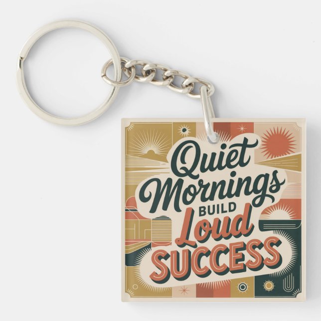 Quiet Mornings Build Loud Success Keychain (Front)