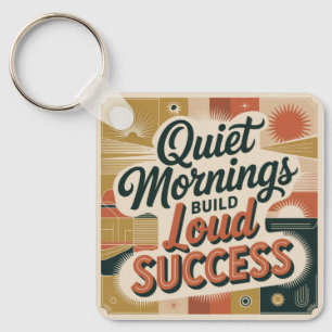 Quiet Mornings Build Loud Success Keychain